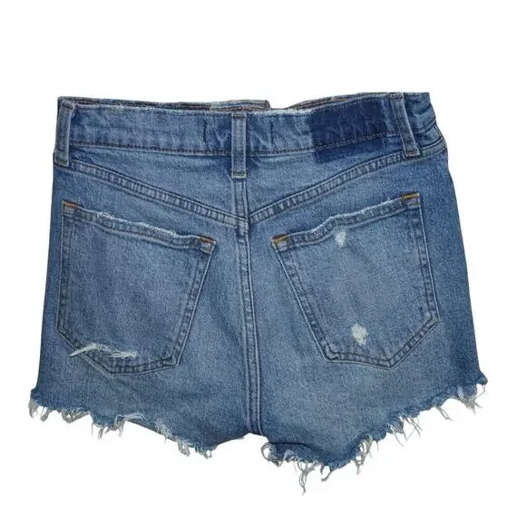 Abercrombie & Fitch The Mom Short High Rise Distressed Denim Cutoff Shorts 24/00 - Picture 3 of 4